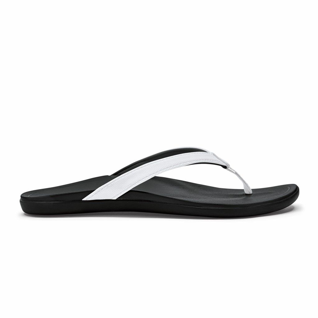 Olukai Women's Hoopio Flip Flop - White / Onyx US816-740